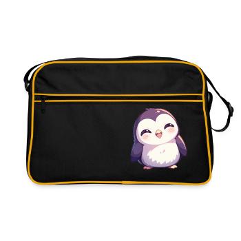 Pinguine Pinguin - Retro Tasche - Schwarz/Gold - Vorne