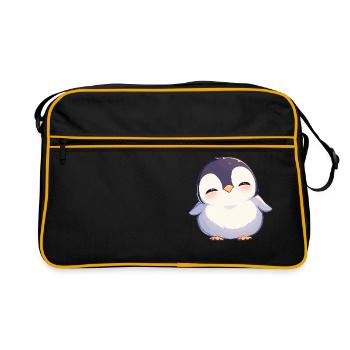 Pinguine Pinguin - Retro Tasche - Schwarz/Gold - Vorne