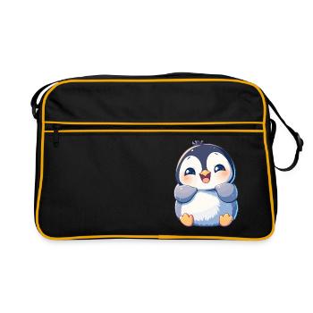 Pinguine Pinguin - Retro Tasche - Schwarz/Gold - Vorne