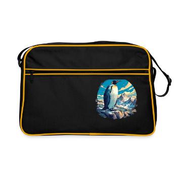 Pinguine Pinguin - Retro Tasche - Schwarz/Gold - Vorne