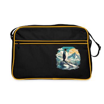 Pinguine Pinguin - Retro Tasche - Schwarz/Gold - Vorne