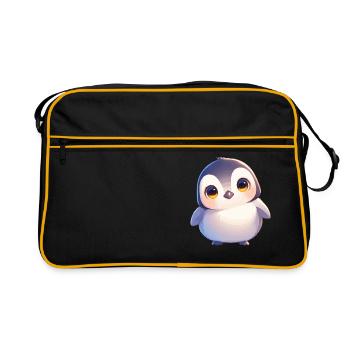 Pinguine Pinguin - Retro Tasche - Schwarz/Gold - Vorne