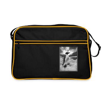 Pinguine Pinguin - Retro Tasche - Schwarz/Gold - Vorne
