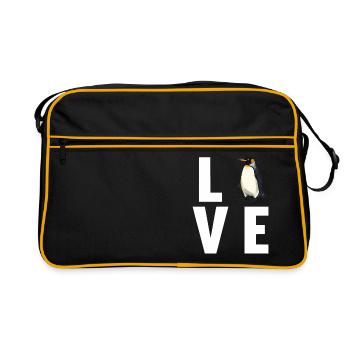 Pinguine Pinguin - Retro Tasche - Schwarz/Gold - Vorne