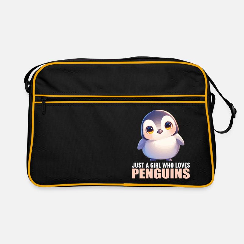 Pinguine Pinguin - Retro Tasche - Schwarz/Gold