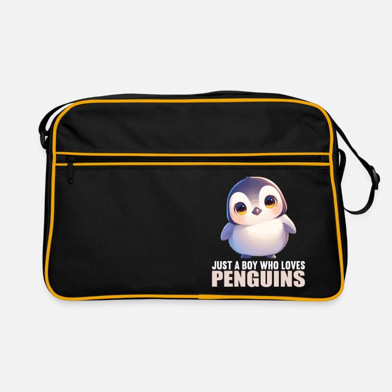 Pinguine Pinguin - Retro Tasche - Schwarz/Gold