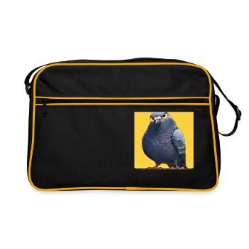 Tauben Taube - Retro Tasche - Schwarz/Gold - Vorne