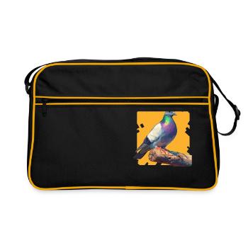 Tauben Taube - Retro Tasche - Schwarz/Gold - Vorne