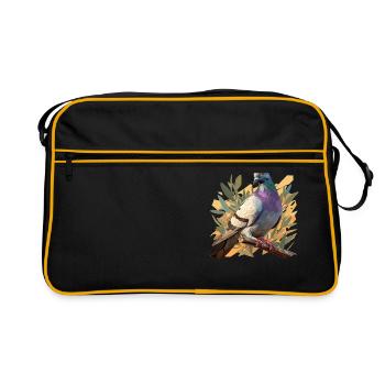Tauben Taube - Retro Tasche - Schwarz/Gold - Vorne