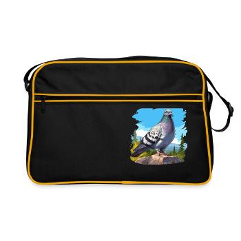 Tauben Taube - Retro Tasche - Schwarz/Gold - Vorne
