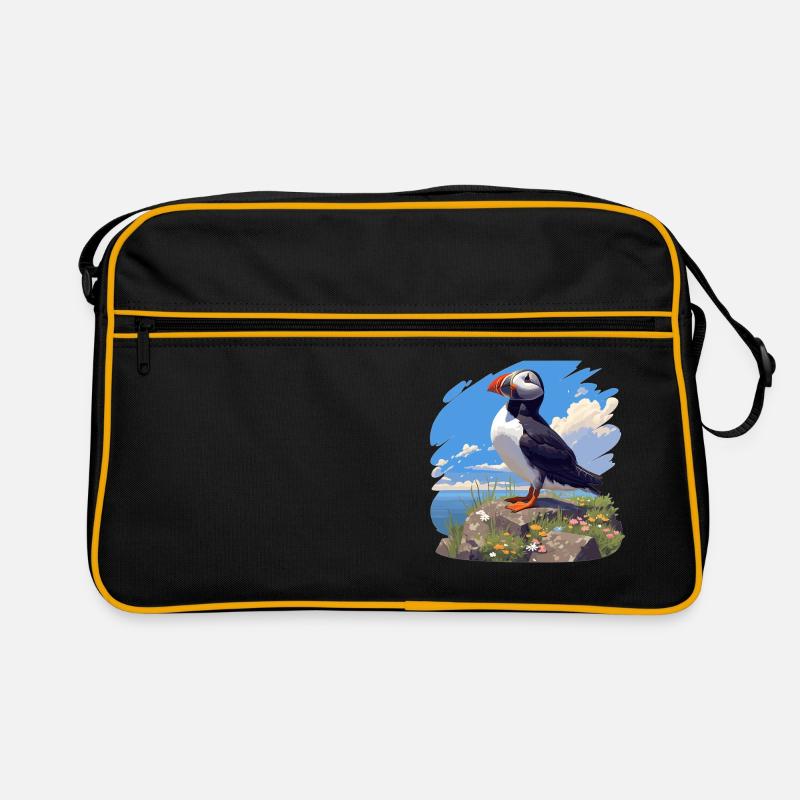 Papageientaucher - Retro Tasche - Schwarz/Gold