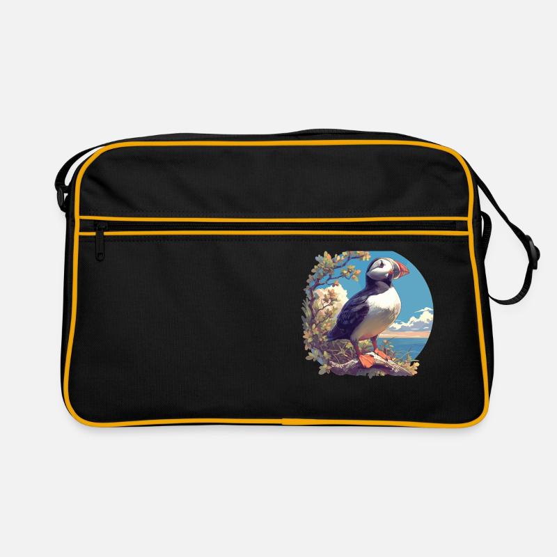 Papageientaucher - Retro Tasche - Schwarz/Gold