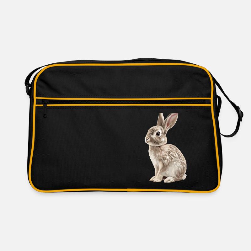 Hasen Hase - Retro Tasche - Schwarz/Gold