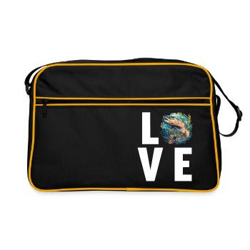 Lachse Lachs - Retro Tasche - Schwarz/Gold - Vorne