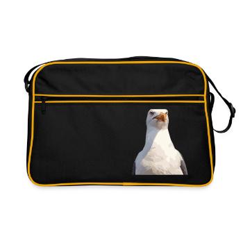 Möwen Möwe - Retro Tasche - Schwarz/Gold - Vorne