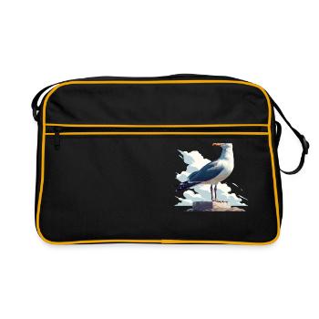 Möwen Möwe - Retro Tasche - Schwarz/Gold - Vorne