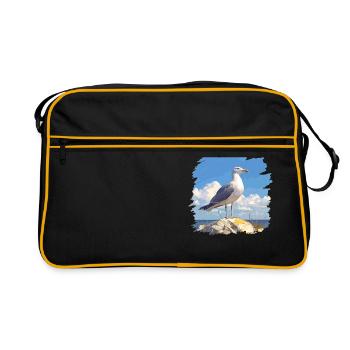 Möwen Möwe - Retro Tasche - Schwarz/Gold - Vorne