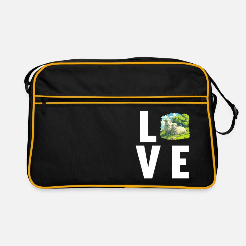 Schafe Schaf - Retro Tasche - Schwarz/Gold