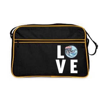 Quallen Qualle - Retro Tasche - Schwarz/Gold - Vorne
