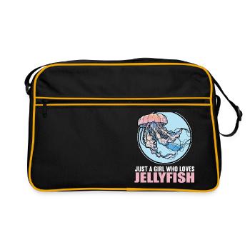 Quallen Qualle - Retro Tasche - Schwarz/Gold - Vorne