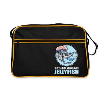 Quallen Qualle - Retro Tasche - Schwarz/Gold - Vorne