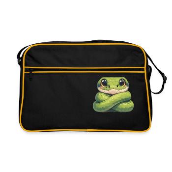 Schlangen Schlange - Retro Tasche - Schwarz/Gold - Vorne