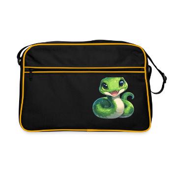 Schlangen Schlange - Retro Tasche - Schwarz/Gold - Vorne