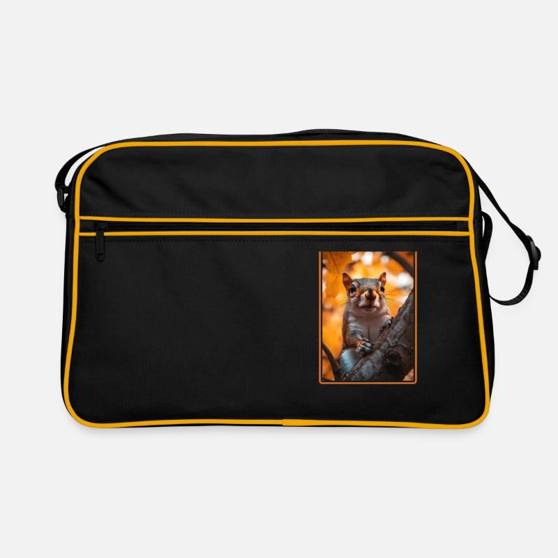Eichhörnchen - Retro Tasche - Schwarz/Gold