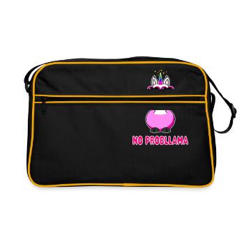 Einhorn Lama Unicorn Llama Shirt No Probllama - Retro Tasche - Schwarz/Gold - Vorne
