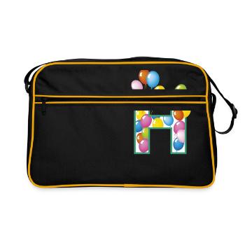 ballons lettre H - Sac Retro - noir/or - Devant