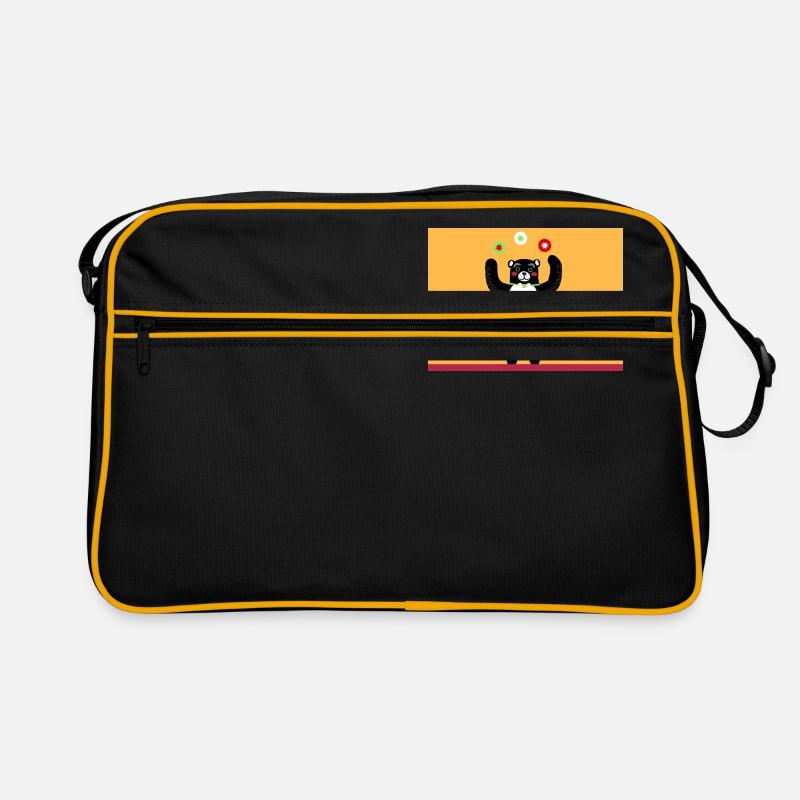 Funny teddy bear yellow black Retro Bag
