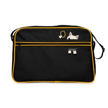 un chat excité joue au badminton - Sac Retro - noir/or - Devant