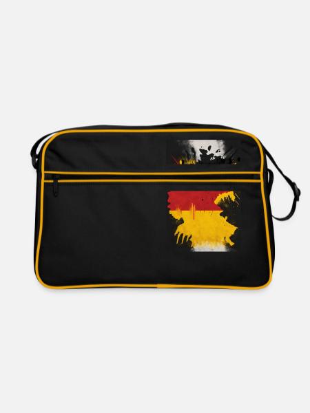 Deutschland Flagge - Retro Tasche - Schwarz/Gold - Vorne