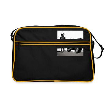 Dessin au crayon de moto - Sac Retro - noir/or - Devant
