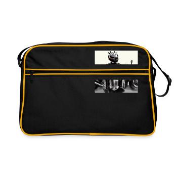 Motorcycle Pencil Drawing - Retro Bag - black/gold - Front