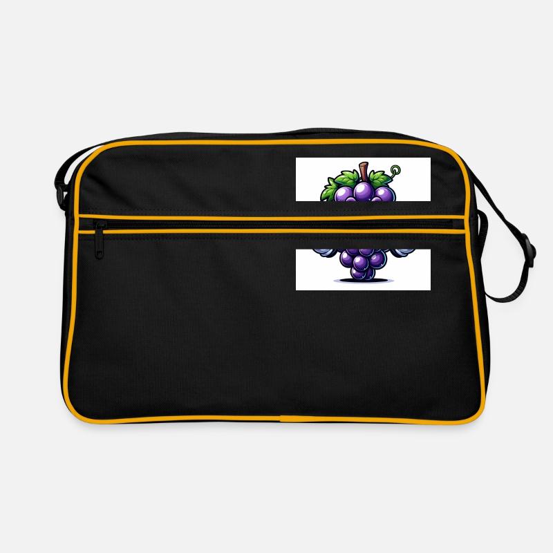 Weintrauben - Retro Tasche - Schwarz/Gold