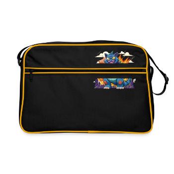 Chat Catzilla se tenant dangereusement sur deux pattes - Sac Retro - noir/or - Devant