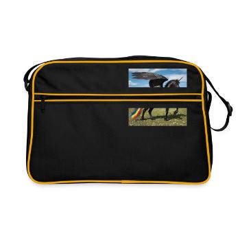 Cheval frison Alicorn - Sac Retro - noir/or - Devant