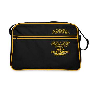 Main Character Energy - Löwe Sternzeichen Design - Retro Tasche - Schwarz/Gold - Vorne