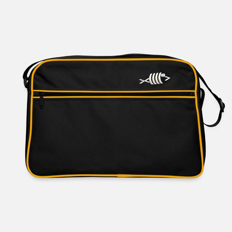 Ascii Fische Mutter und Kind - Retro Tasche - Schwarz/Gold
