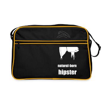 natural-born hipster - Retro Tasche - Schwarz/Gold - Vorne