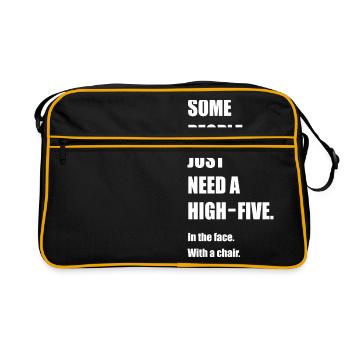 Lustig , Funny , Witzig , Lustiger Spruch - Retro Tasche - Schwarz/Gold - Vorne