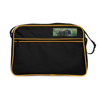 Elephant stomped its foot into the sand. - Retro Bag - black/gold - Front