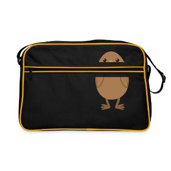 Kiwi NOUVELLE ZELANDE oiseau mignon - Sac Retro - noir/or - Devant