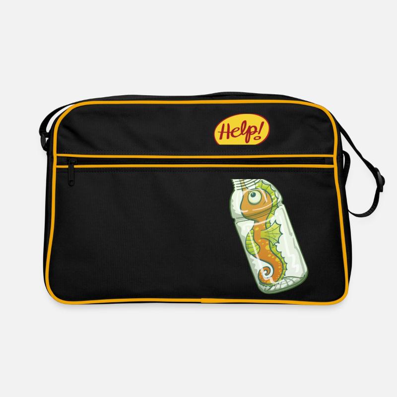 Hippocampe dans bouteille plastique demande d'aide Sac Retro