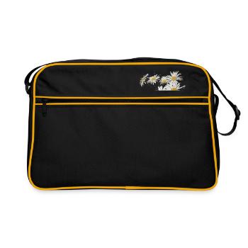 Fond, à, pâquerette, fleurs - Sac Retro - noir/or - Devant