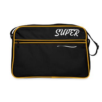 super papou - cadeau humour papa papy - Sac Retro - noir/or - Devant