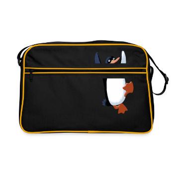 Pinguin - Retro Tasche - Schwarz/Gold - Vorne