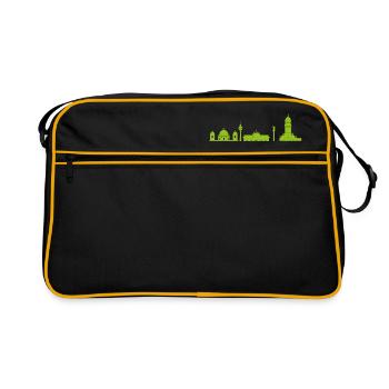 Skyline Berlin Deutschland Wahrzeichen Geschenk - Retro Tasche - Schwarz/Gold - Vorne
