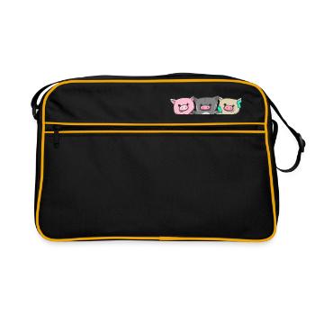 Piggy and the Gang I Funny Gift I Pig - Retro Bag - black/gold - Front
